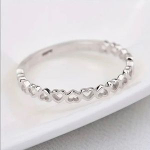 Silver Dainty heart cutouts Size 8
